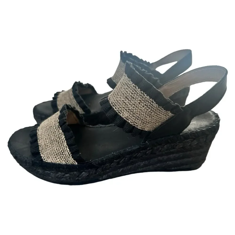 Juncal Aguirre - Mica Black Platform Espadrille Sandals Wedges